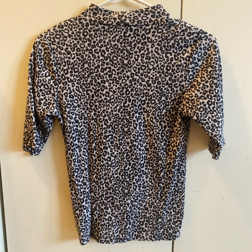 Leopard Print Turtleneck Top
